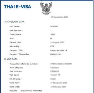Thai DTV Visa Sample